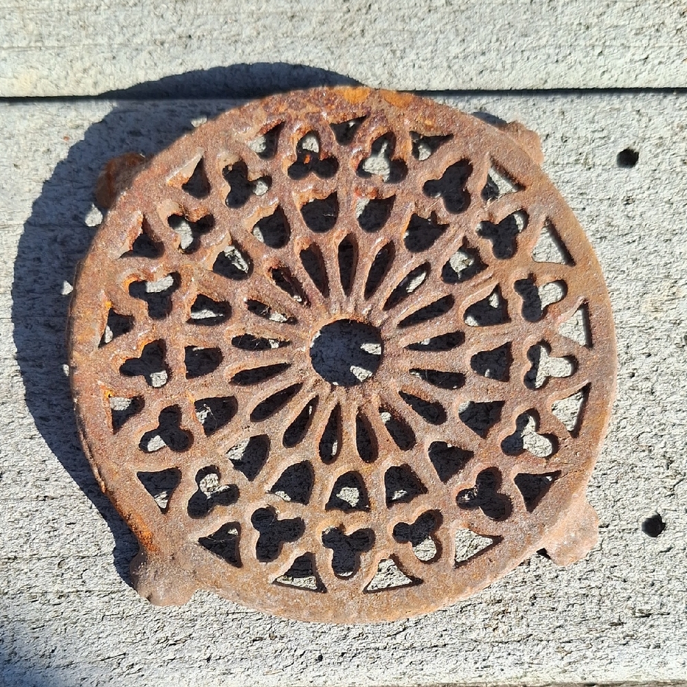 Vintage Round Cast Iron Trivet